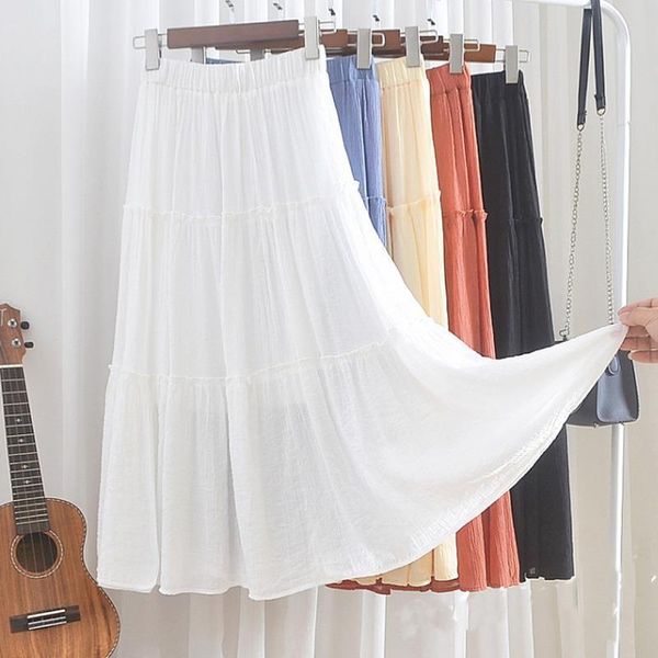 

spring candy cakee flared womens skirt long boho patchwork solid a line pleated green orange blue, Black