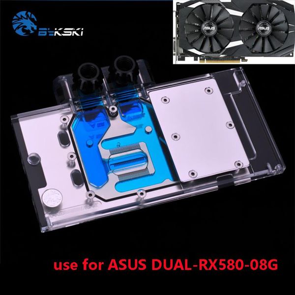 

water block use for asus rx580-dual-o8g/ rog-strix-rx570-o4g-gaming rgb light/ full cover graphics card copper fans & coolings