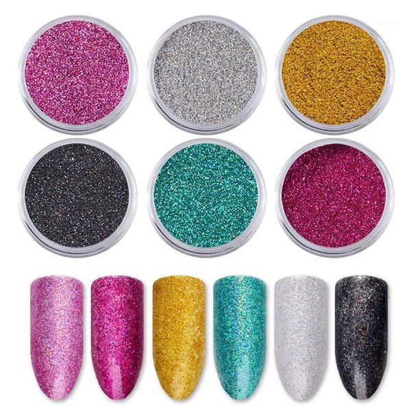 

holographic laser nail glitter powder chrome pigment dust sandy decorations art diy manicure designs1, Silver;gold