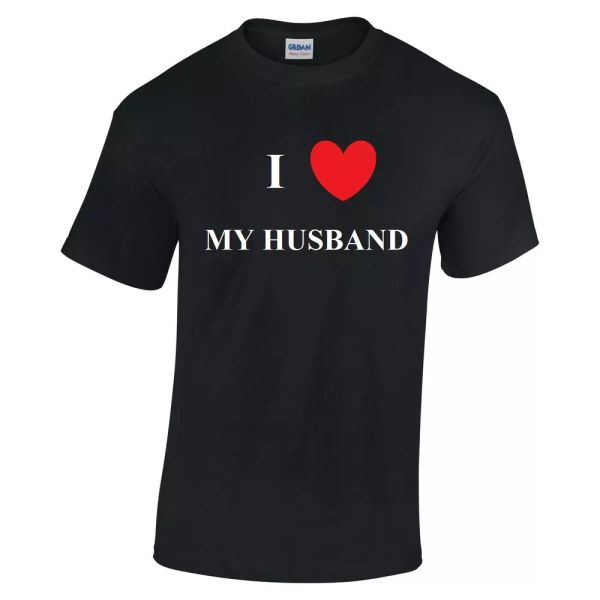 

i heart my husband gift love t-shirt black white cotton shirt s - 5xl, White;black
