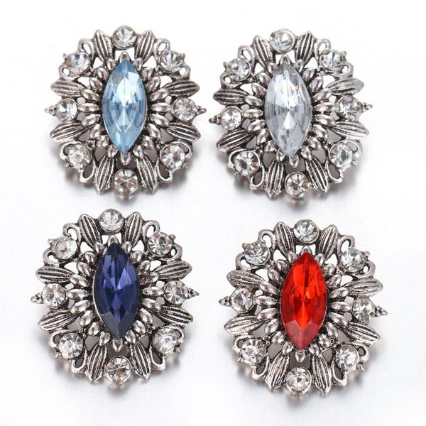 

link, chain kz1284 beauty round rhinestone heart flower 18mm metal giner snap button for diy charm bracelet jewelry wholesale, Black