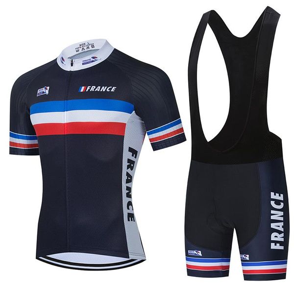 Conjuntos de Corridas Crossrider 2021 Equipe França Ciclismo Jersey MTB Bicicleta Roupas Bicicleta Bicicleta Desgaste Roupas Homens Curto Gel Bib Maillot Culotte Suit