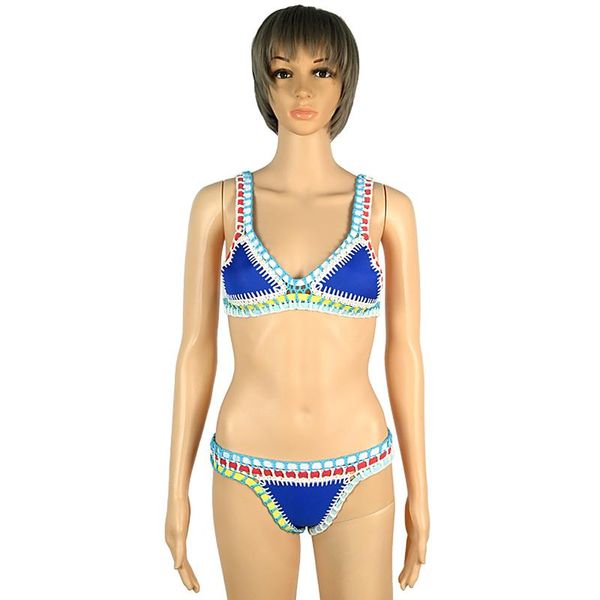 

women's swimwear tropica love vest bra women summer beach bathing suit handmade crochet knit patchwork swimsuit biquini thong, White;black