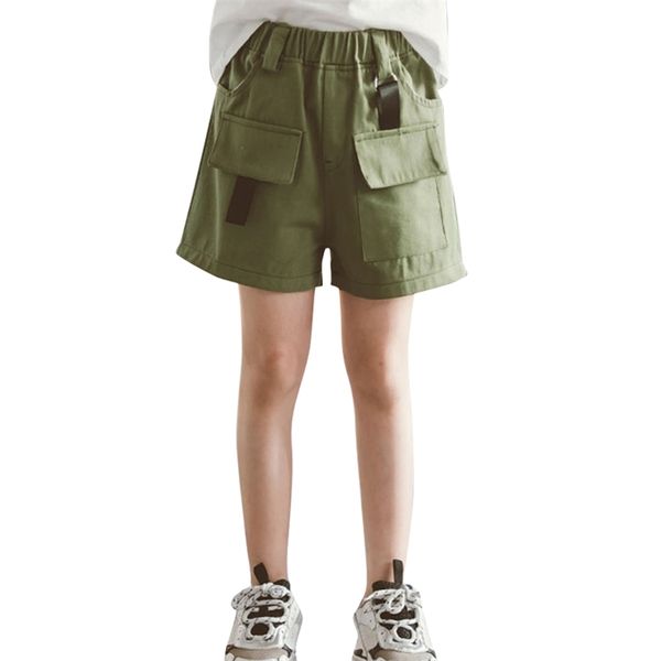 

girls short pants patchwork girl's children's pockets sweatpants for children casual style girl clothes 6 8 10 12 14 210528, Black