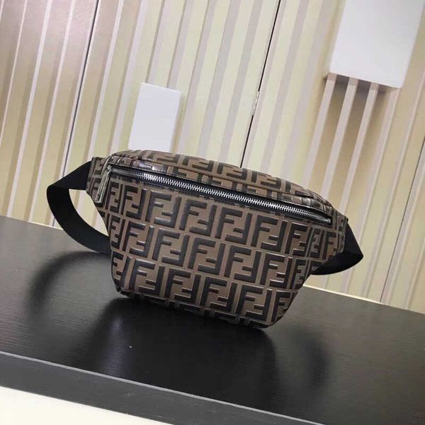

star's same leather chest bag fashion men's and women's universal waist letter couple's color contrast bungee hand zlylu