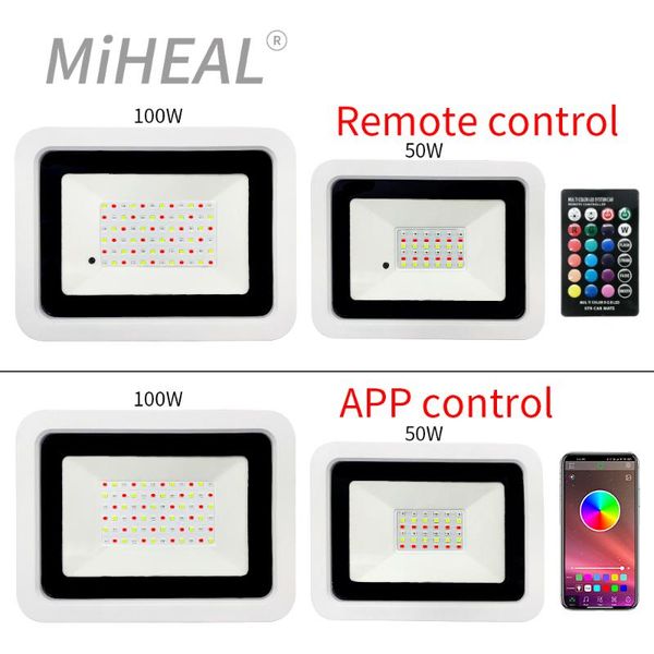 

floodlights 50w 100w led rgb flood light ip68 waterproof outdoor spotlight floodlight ac 220v reflector projector lamp