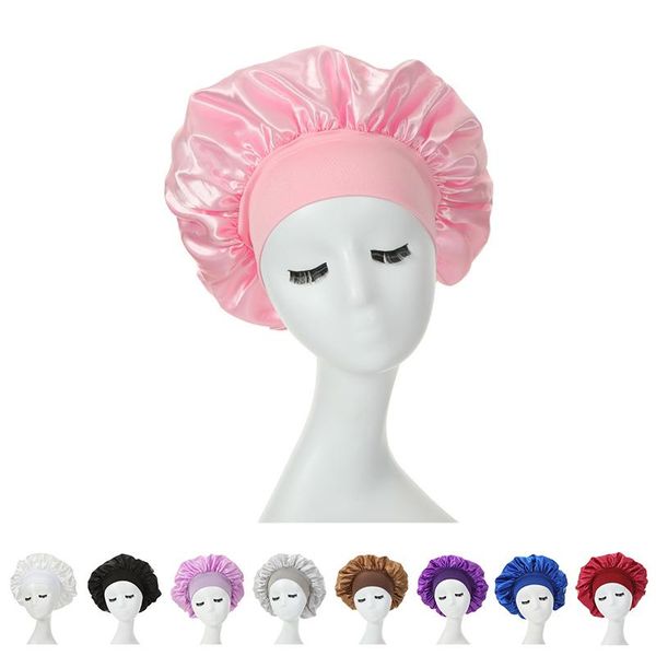 

shower caps ly women's satin solid sleeping hat night sleep cap hair care bonnet nightcap for women men unisex