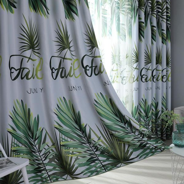 

curtain & drapes nordic printed tropical blackout curtains for living room bedroom green leaves window ready made