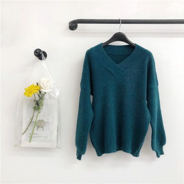 

women's sweaters 2021 big v collar women cashmere sweater winter ladies woman knitting pullovers female, White;black
