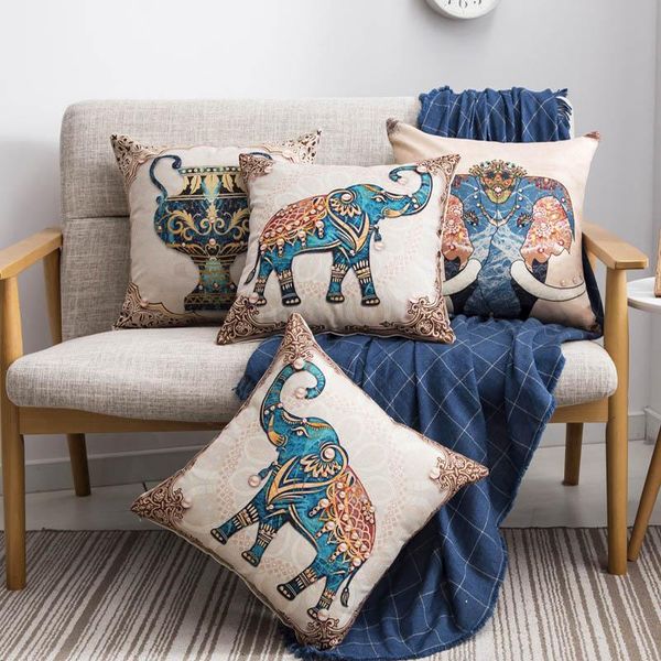 

cushion/decorative pillow linen pillowcase with colorful elephant pattern cushion cover house decoration sofa car chair home creative decor