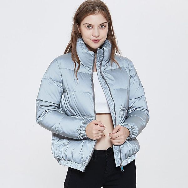 

women's down & parkas cotton coat long sleeve stand collar zipper warm solid jacket winter casual loose outer wear female jd1737, Black