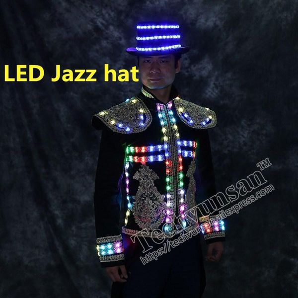 

bar led luminous hat night club clothing performance stage prop high jazz helmet glasses party decoration