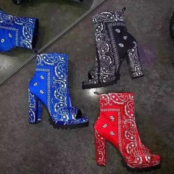 

boots high heel printed, Black