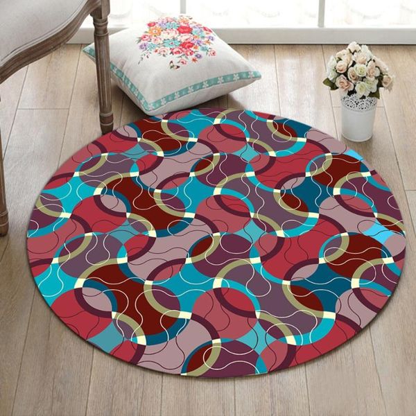 

bath mats funny pattern blue brown red ripple golden print round carpet baby child home living room bedroom area bathroom mat kids