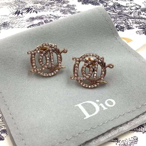 

d fashion luxury designer jewelry women's net family 2021 earrings letter circle commuting red s925 silver needle, Red;brown