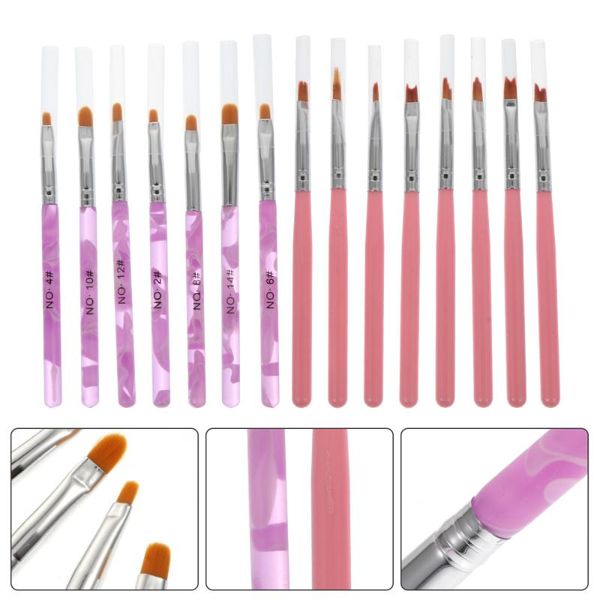 

nail brushes 15pcs art drawing pens manicure supplies, Yellow