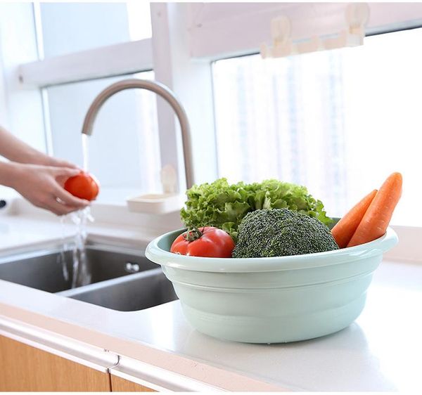 

storage bottles & jars thickened folding washbasin vegetable basin household portable outdoor travel water round baby