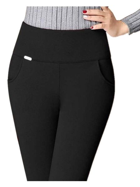 

women's leggings lpowss high waist skinny black women solid plus size pencil pants stretch thin korean small-leg trousers