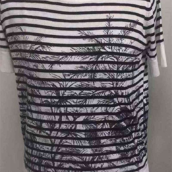 

summer new navy style printed ultra-thin women's short sleeved sweater high-level version, White