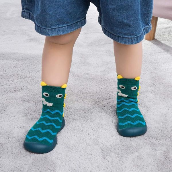 

socks toddler kids baby knit soft sole rubber shoes slipper stocking cute cartoon warm foot first walking, Pink;yellow