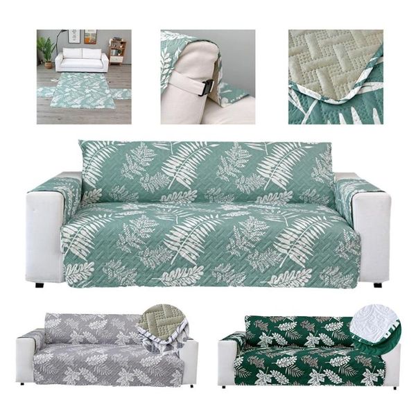 

chair covers leaves pattern green grey couch for living room non-slip armrest furniture protector slipcovers sofa 1 2 3 seater