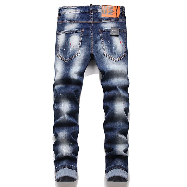 

embroidered badge mens skinny ripped jeans slim patch denim pants pencil street tight beggar trousers fashion cowboy clothing281j, Blue