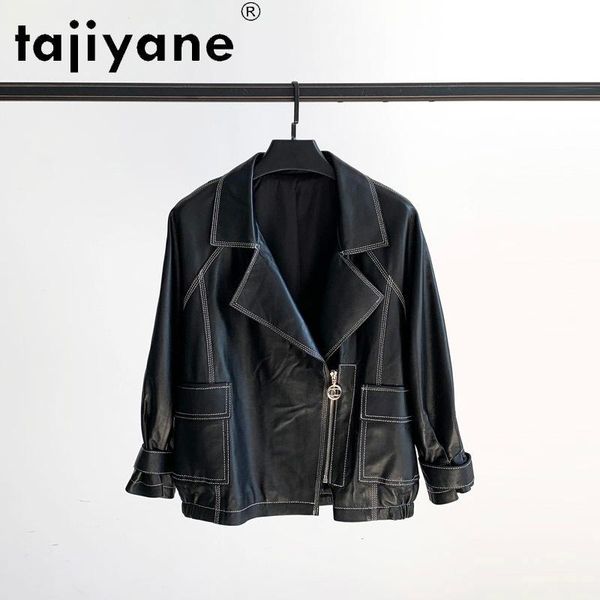 

women's leather & faux tajiyane real clothes for women ladies korean autumn jackets woman genuine sheepskin coats female femme veste tn, Black