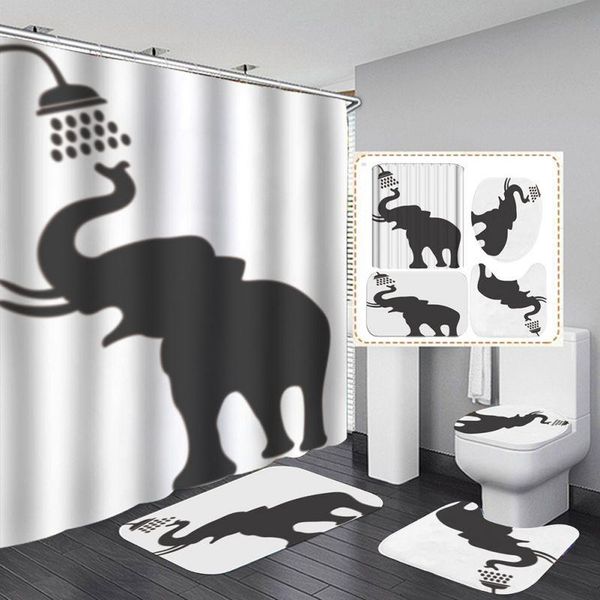 

christmas 3d digital printing shower curtain 4 pieces for home / el party decoration 180 * 180cm curtains