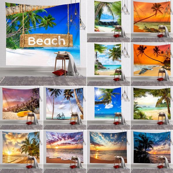 

tapestries beach coconut tree seaside landscape tapestry hanging cloth background fabric living room tablecloth decorative outdoor