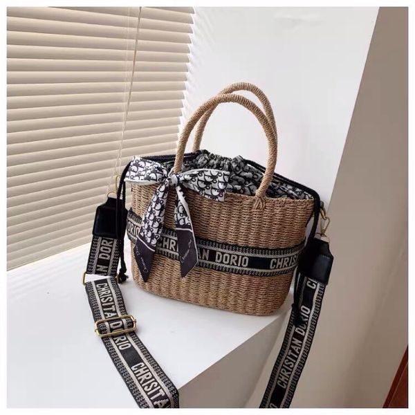 

luxury herme handbags and storage d family's same straw french woven hand women's vegetable basket fashion bag messenger
