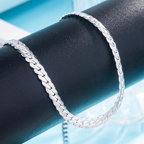 

chains charm 925 sterling silver classic 6mm width chain necklace for woman men 18-24inches fashion wedding party fine jewelry gift