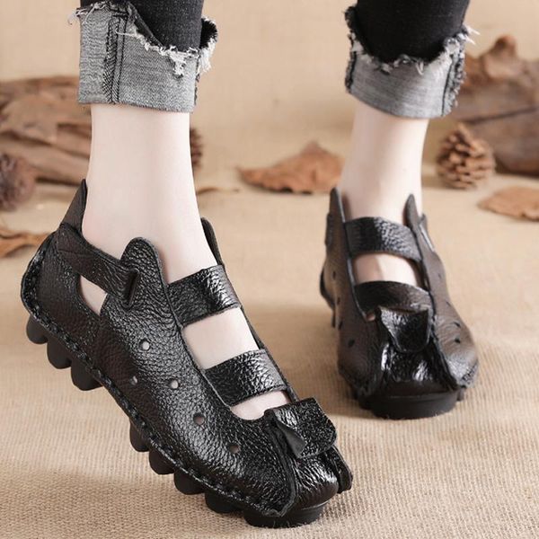 

sandals women 2121 summer genuine leather pure handcraft wwomen shoes soft comfy big size 43 black