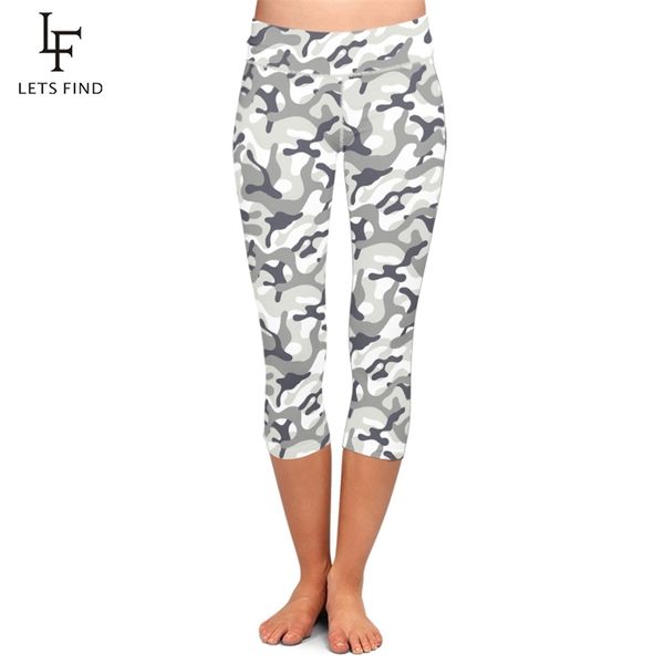 

women leggings elastic camouflage printing summer plus size fitness pants 210925, Black