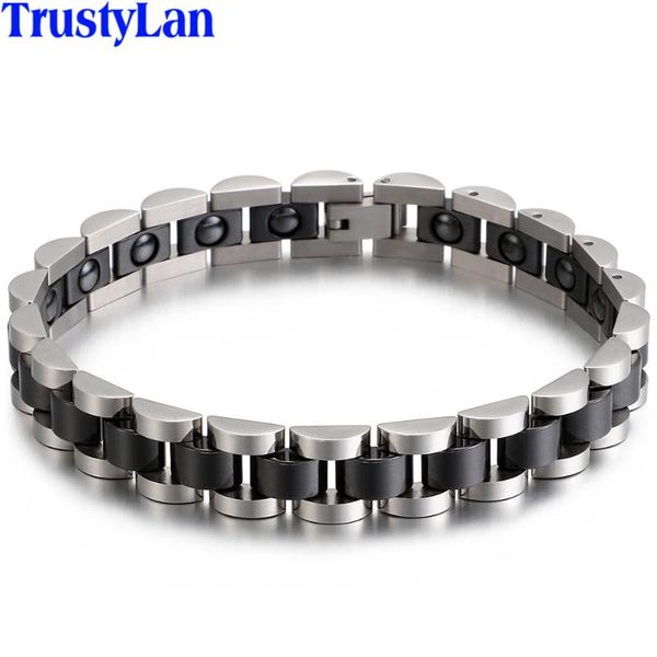 

link, chain health energy magnet bracelet men white black ceramic & stainless steel bracelets for women fasshion jewelry accessories