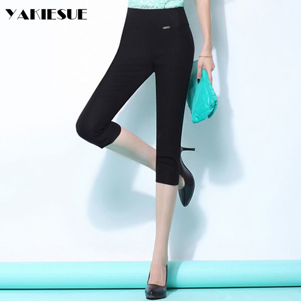

summer pencil pants women high elastic waist cotton skinny casual pants woman ol office female trousers plus size 210519, Blue