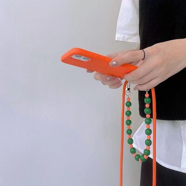 

cell phone pouches luxury silicone chain necklace cases for 12 11 pro max 7 8 plus x xr xs lanyard neck strap rope cord back cover