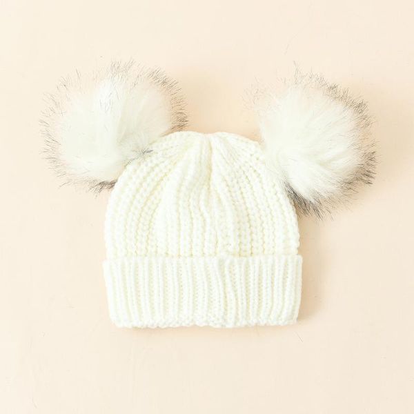 

caps & hats fashion born baby kids girls boys winter warm knit hat furry balls pompom solid cute lovely beanie cap 2021 gifts, Yellow