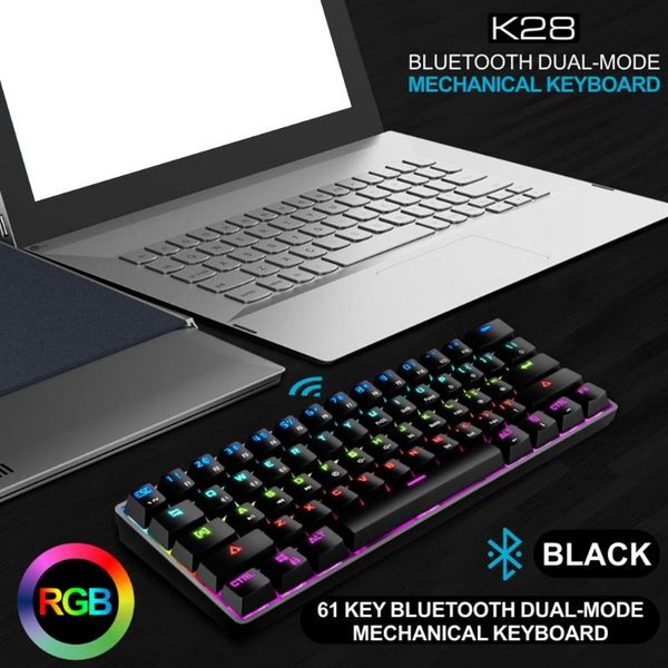 

exquisite k28 wireless keyboard bluetooth 61 key mechanical for office tablet phone mac gamers keyboards