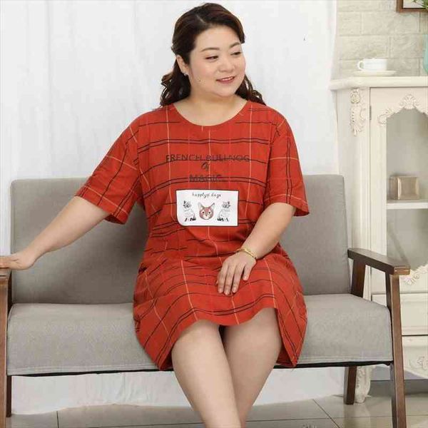 

100% cotton 5xl nightgowns women summer plus size homewear sleepwear women mom sleepdress underwear 130kg, Black;red