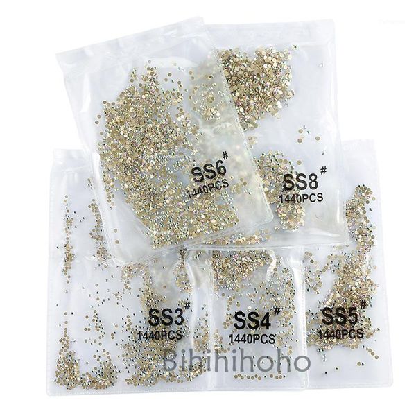 

ss3-ss8 1440pcs flatback nail crystals rhinestones for nails 3d art decorations diy glass gems stones ab clear decoration1, Silver;gold