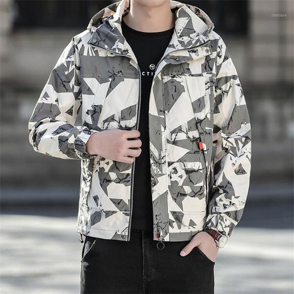 

men's jackets camouflage jacket hooded coat 2021 spring leisure fashion korean plus size clothes sport chaqueta de los hombres, Black;brown