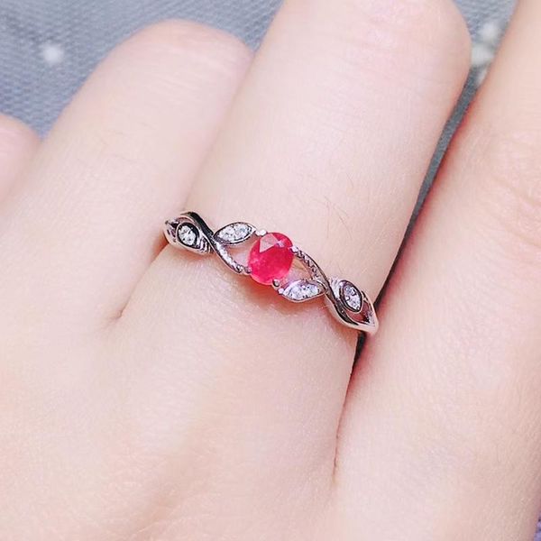 

cluster rings per jewelry natural real ruby or emerald small simple ring 0.35ct gemstone 925 sterling silver q204265, Golden;silver