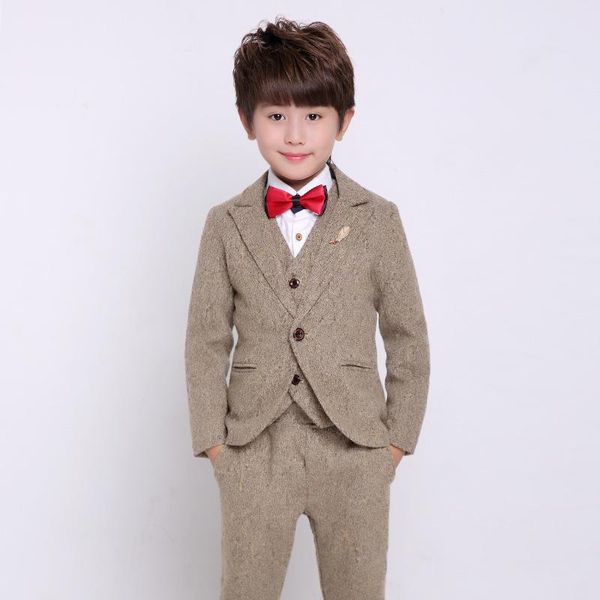 

suits flower boys formal wedding suit kids england style blazer+pant+waistcoat+tie 4pcs for party host costume, Black
