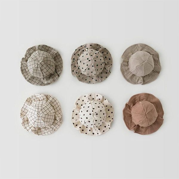 

caps & hats cute summer baby girl bucket hat print outdoor bowknot kids sun children intant toddler panama beach cap, Yellow