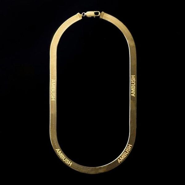 

statement ambush young herringbone necklace joint letter pendant hip hop jewelry cool handsome men women bijoux party gifts, Golden;silver