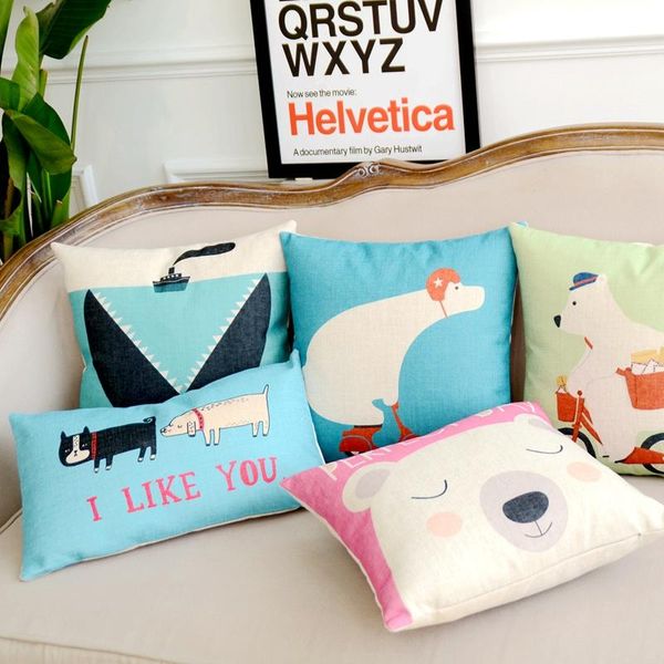 

cushion/decorative pillow small fresh cartoon digital printed pillowcase cute polar bear cushions decorative home decor sofa throw pillows 1