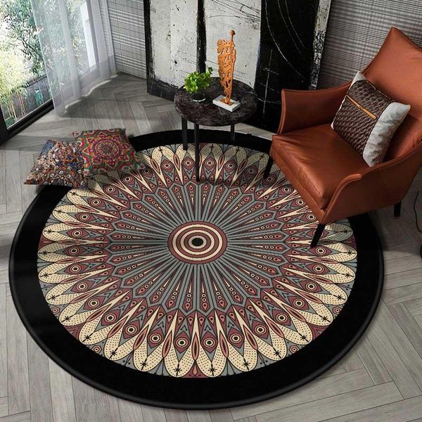 

carpets nordic ethnic wind series crystal plush round carpet for living room end table area printing rug children cloakroom