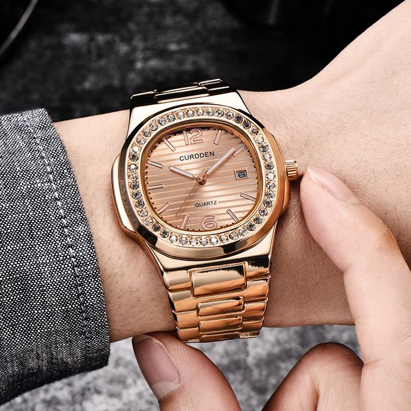 

european and american fashion highend foreign trade new brand diamondembedded watch fashion calendar quartz watch special offer mens watch, Slivery;brown