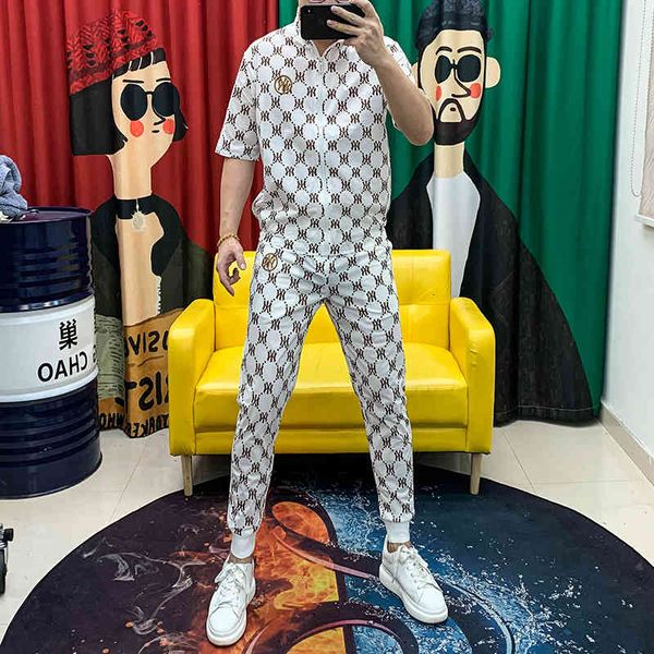 

hoodies male fashion white summer cardigan neck embroidered letter printing two suit parts, Black