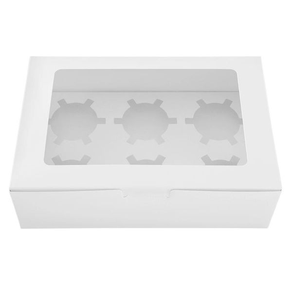 

gift wrap toyvian 12 sets bakery boxes cupcake 6 compartment muffin container with insert and window (white)